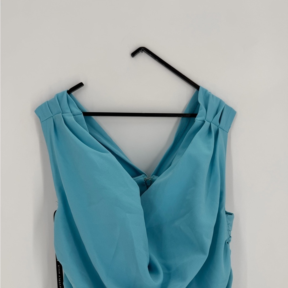 Heiress Beverly Hills Blue Corset Drape Off The Shoulder Ruched Dress